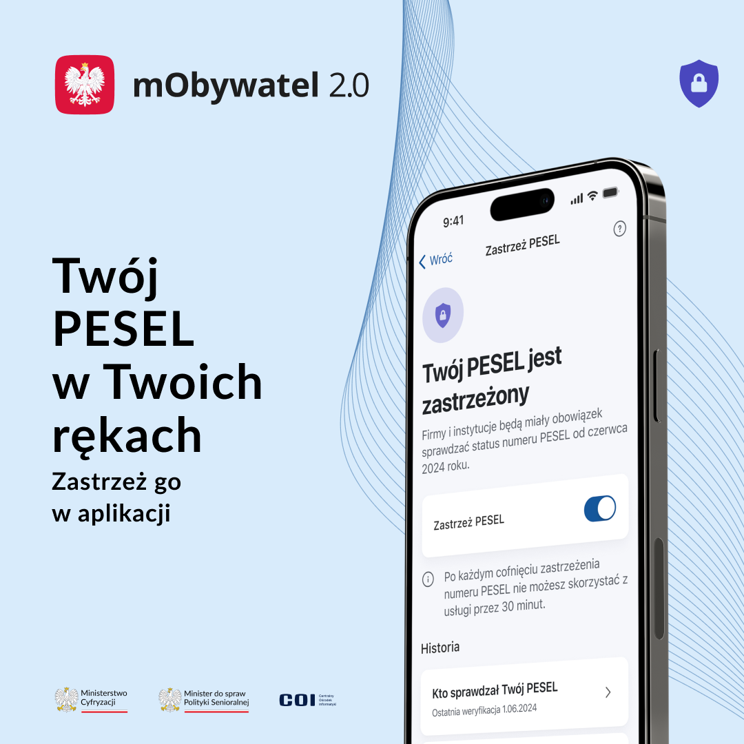 Zastrzeż PESEL i chroń swoje dane w mObywatelu 2.0